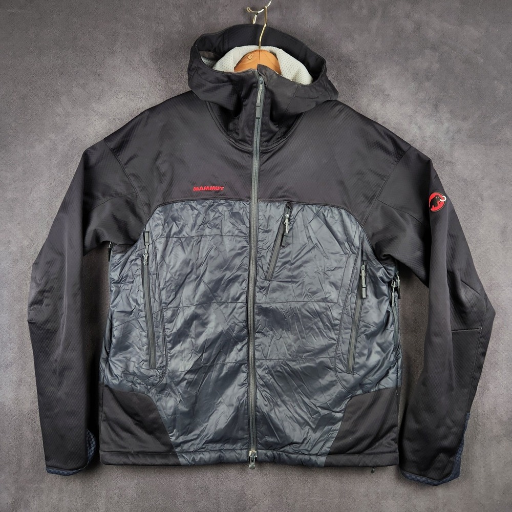 Mammut Stratus Hybrid Jacket Mens Medium Black Grey Insulated Hooded 1033067
